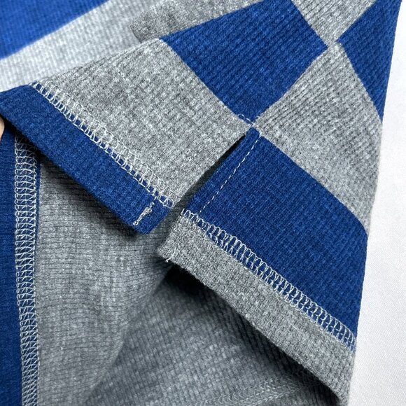 Boys Size Medium Long Sleeve Gray Blue Striped Waffle Thermal Shirt Layering NWT - Picture 4 of 8